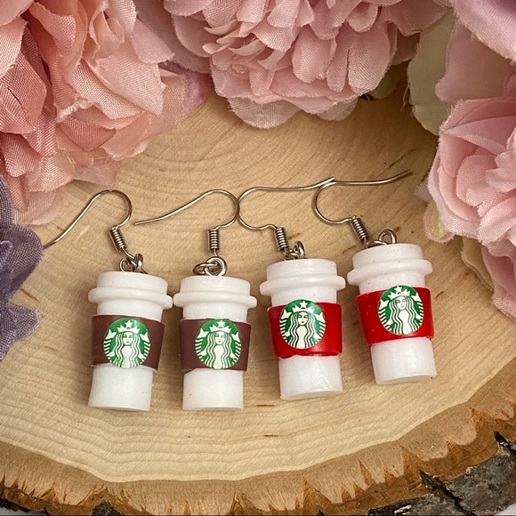Starbucks Coffee Cup Dangle Earrings - Picture 8 of 12